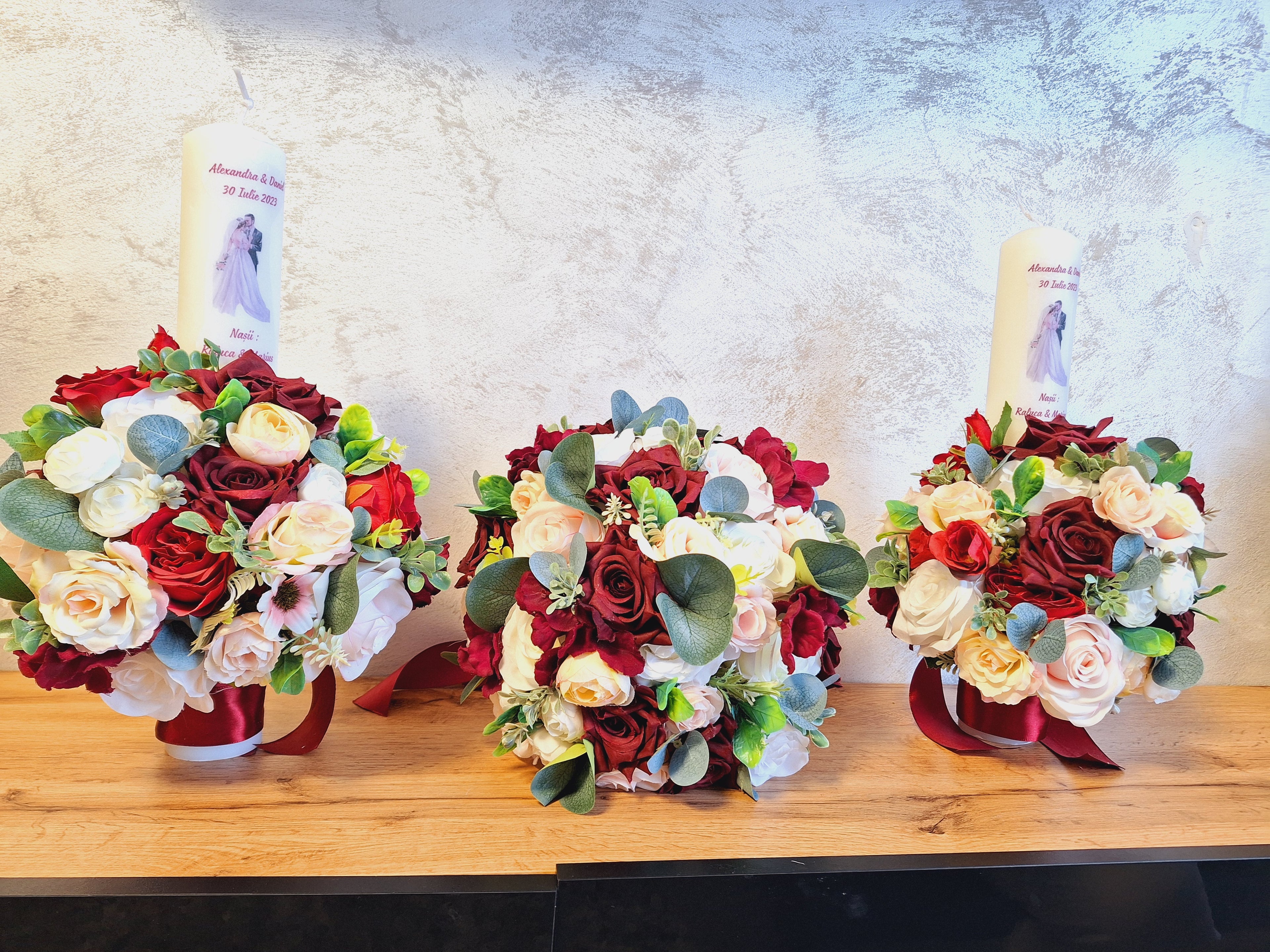 Set lumânări și Buchet mătase