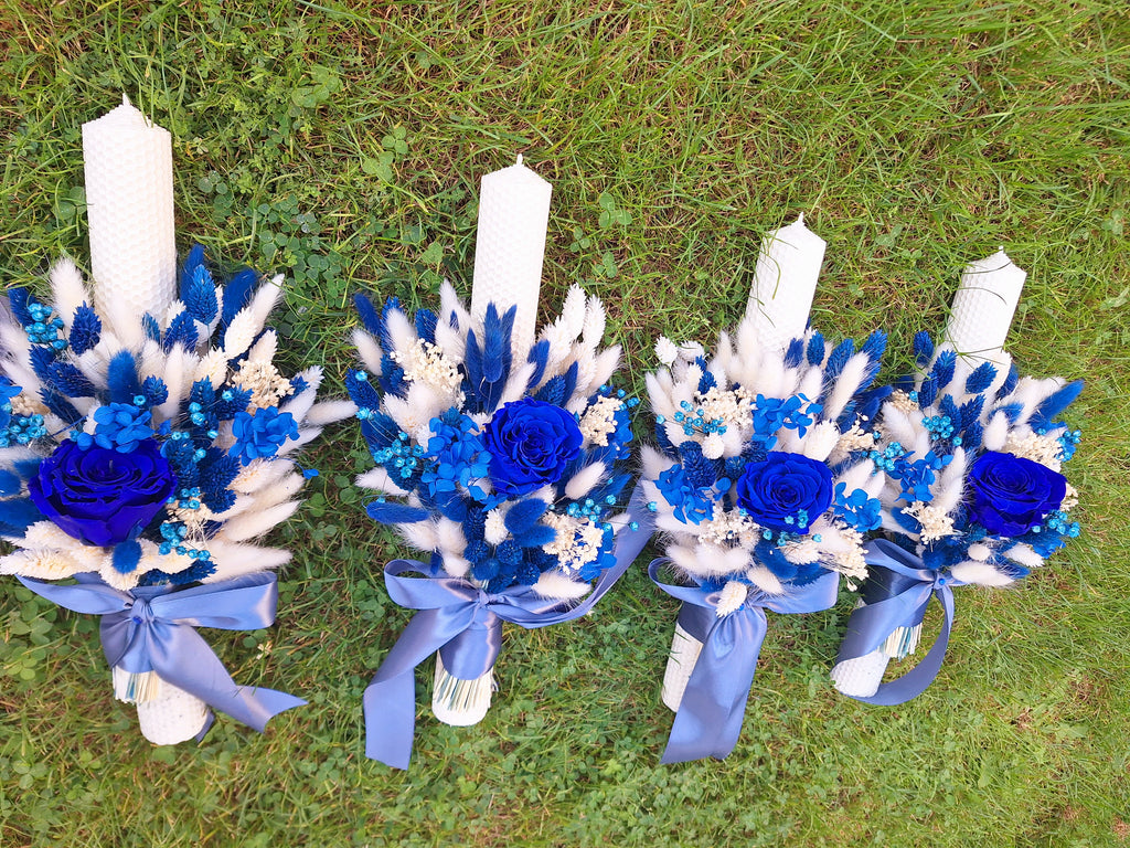 Set 2 lumânări și Buchet flori uscate Și criogenate