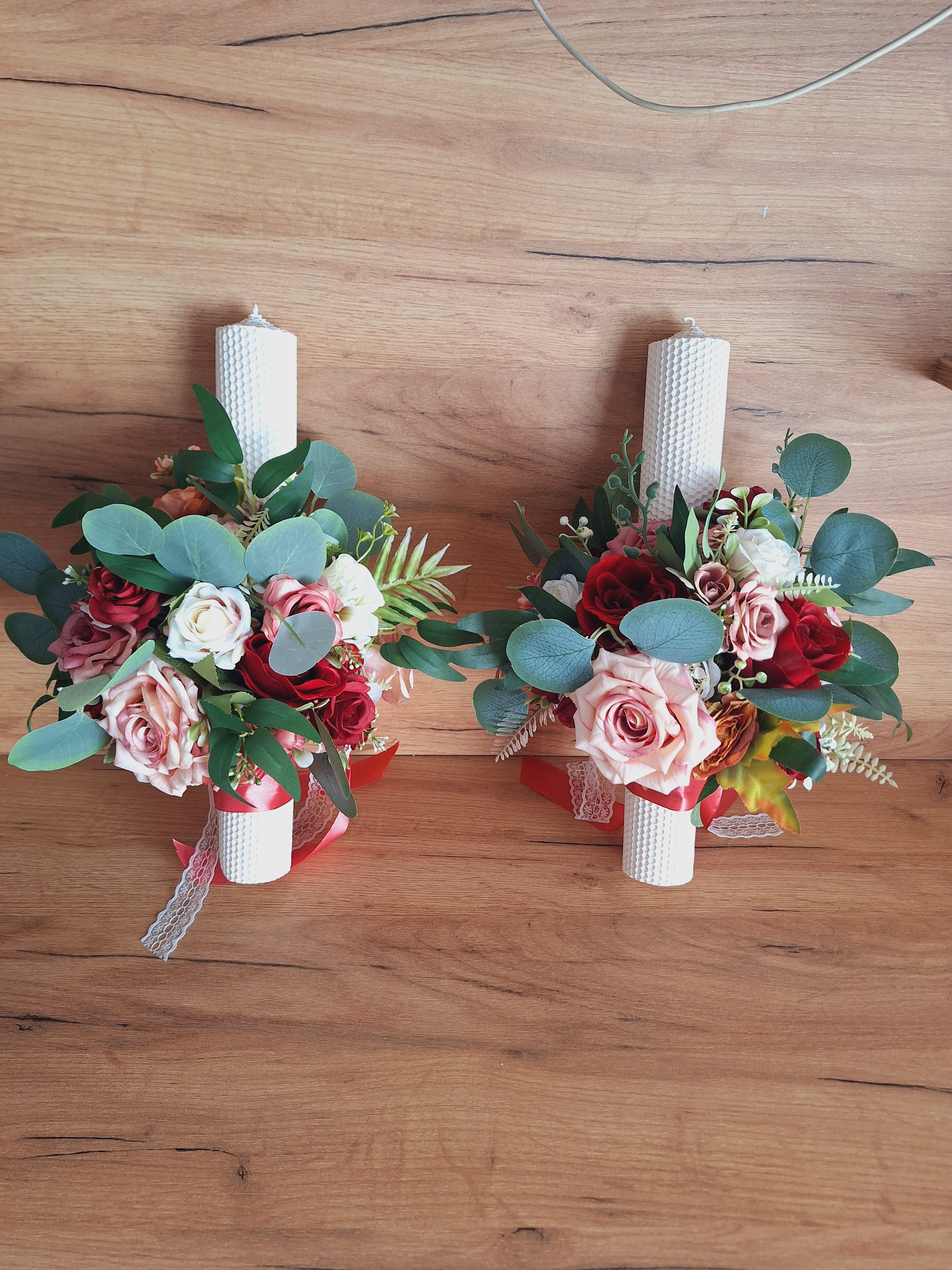 Set lumânări și Buchet mătase