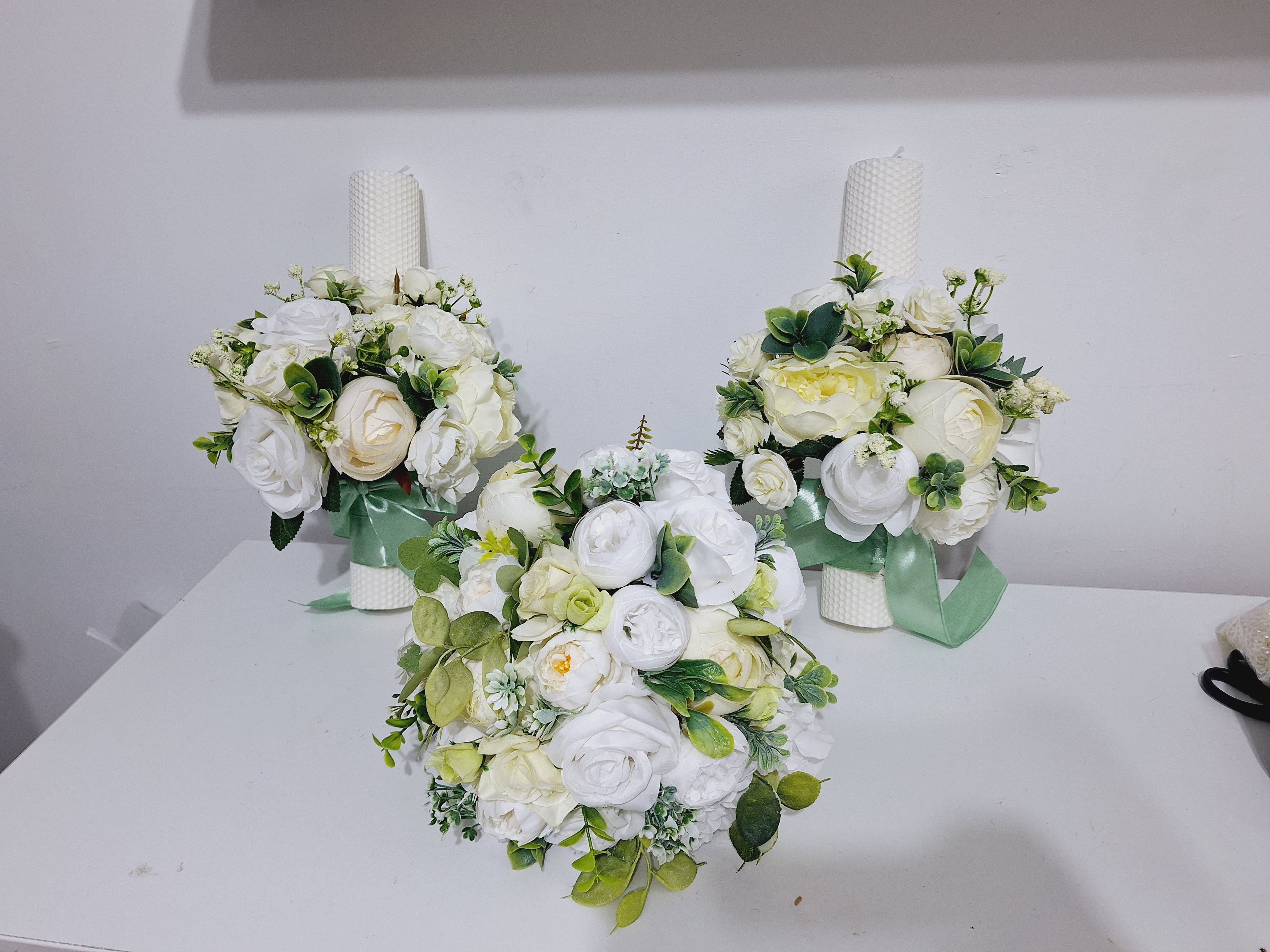 Set lumânări și Buchet mătase