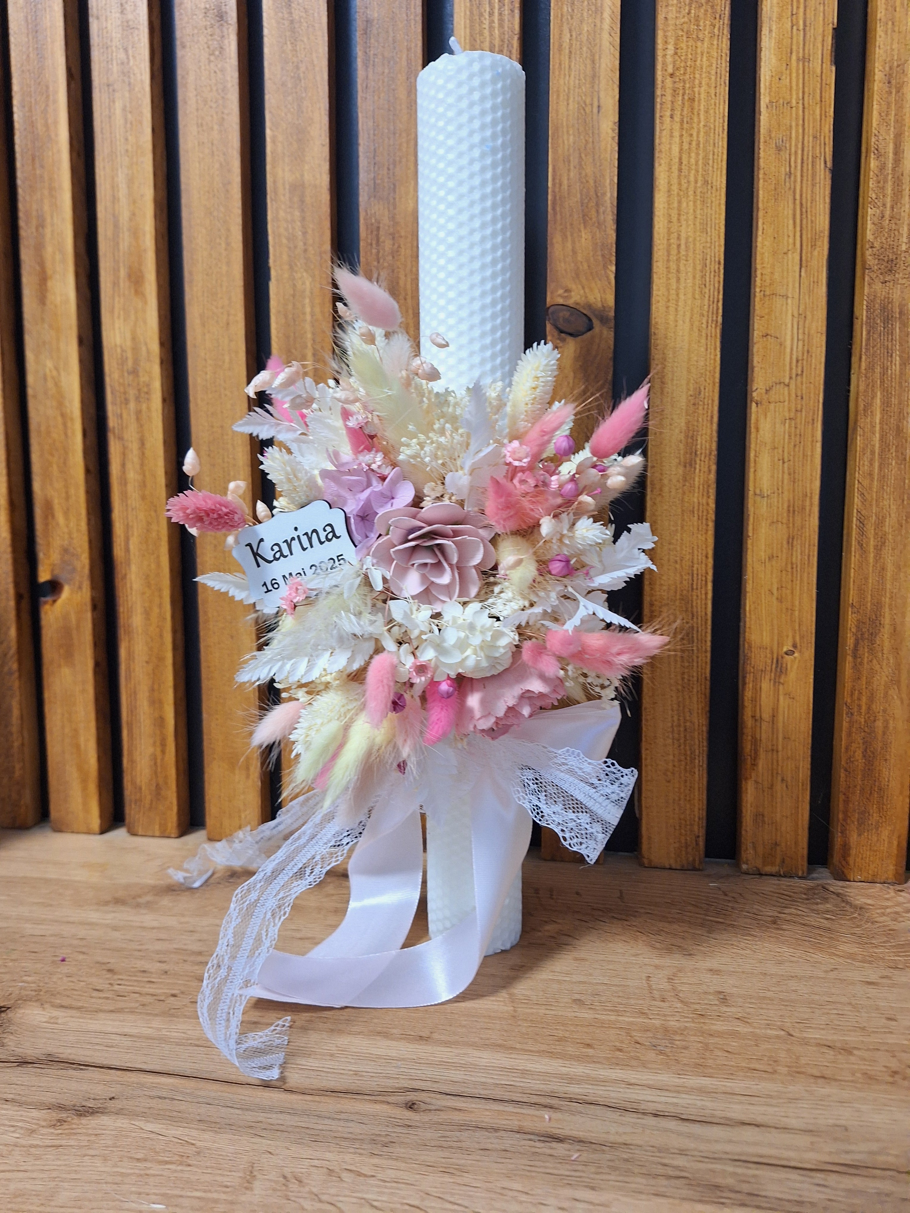 Lumânare botez flori criogenate