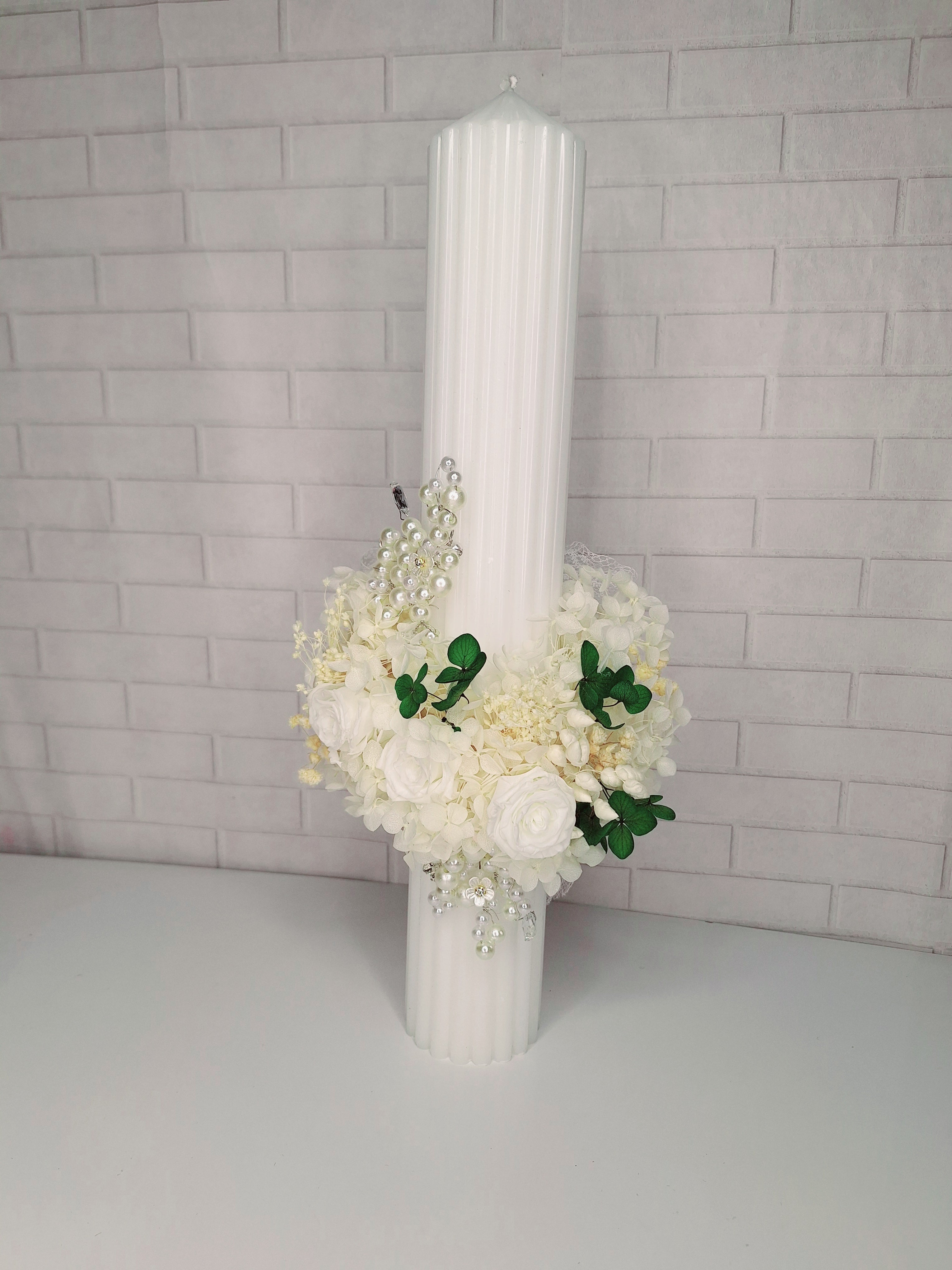 Lumânare botez flori uscate și criogenate