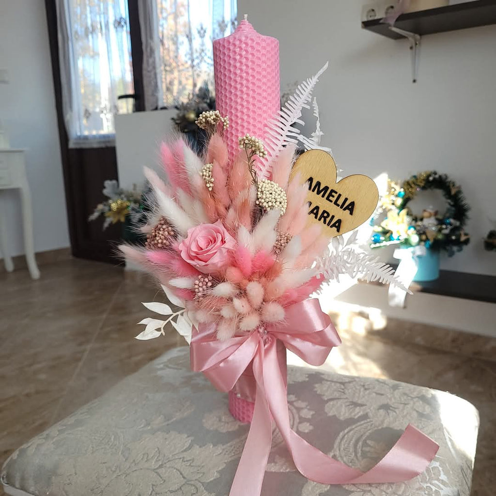 Set 2 lumânări și Buchet flori uscate Și criogenate