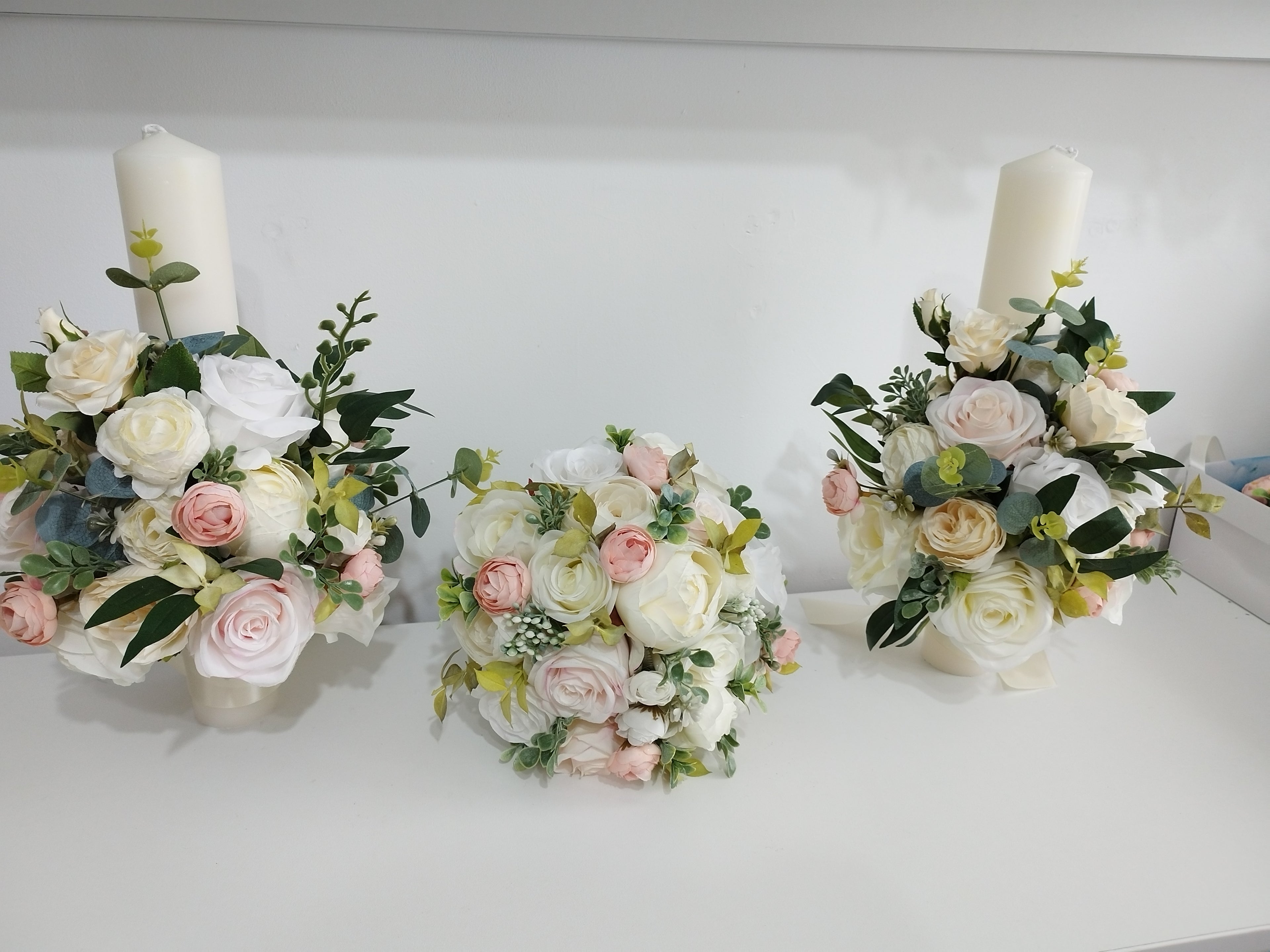 Set lumânări și Buchet mătase