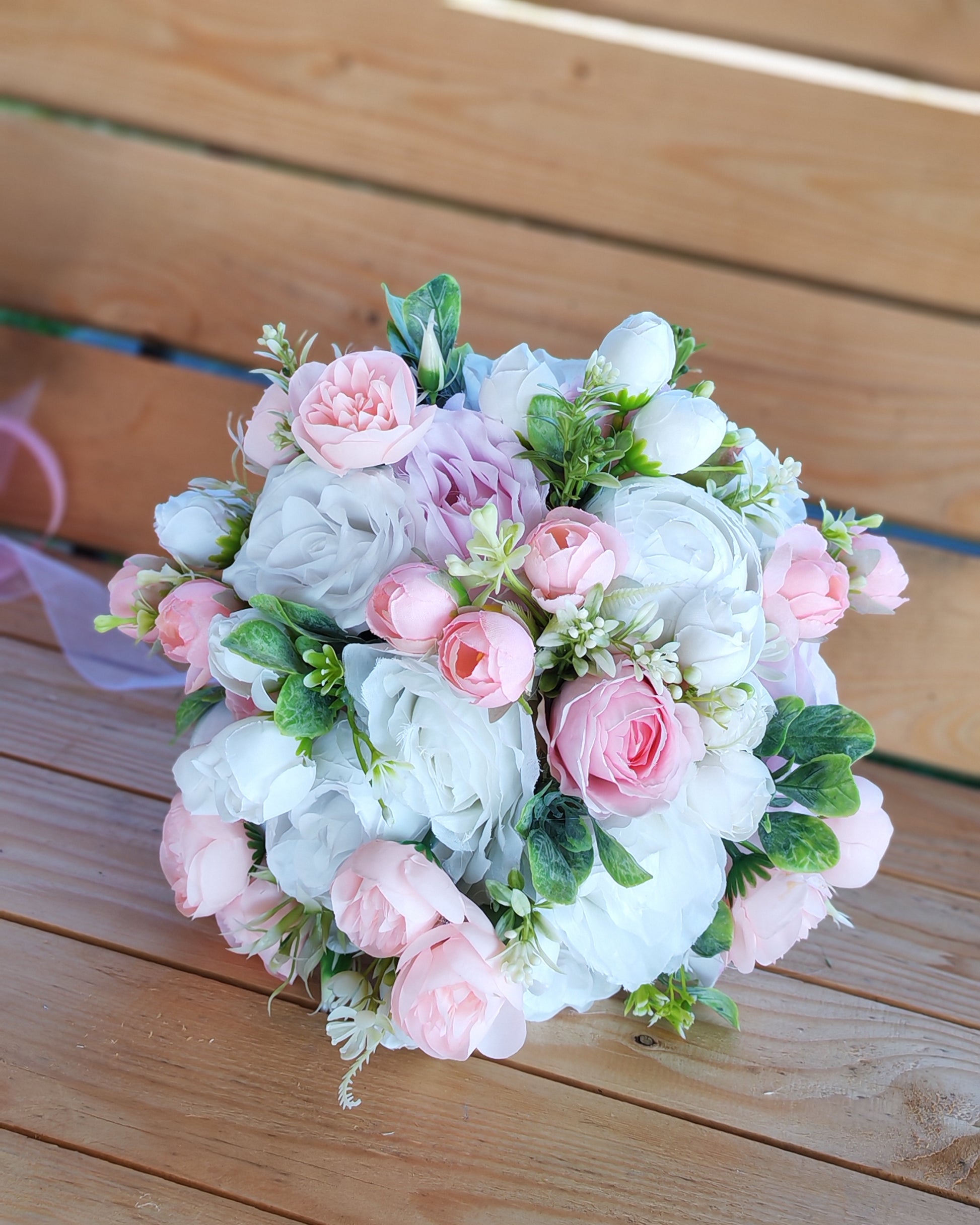 Buchet mătase alb roz