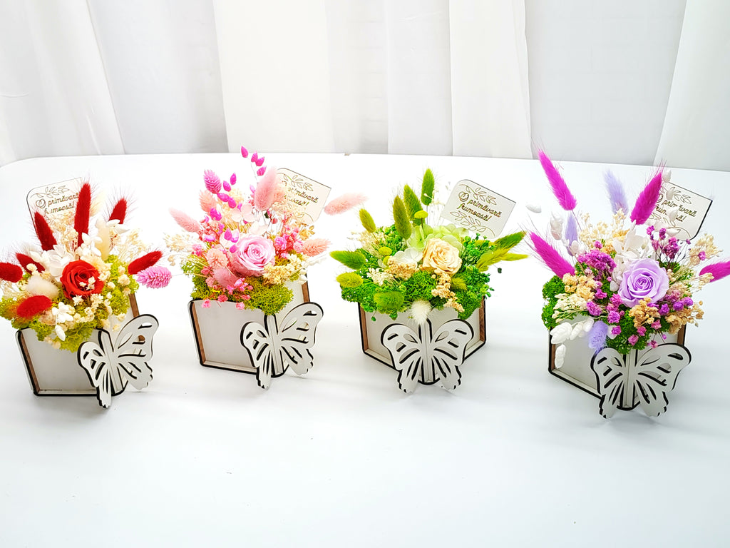 Cutie fluture cu trandafir criogenat