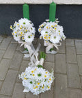 Set lumânări și Buchet flori matase