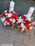 Set lumânări și Buchet flori mătase